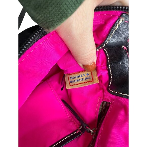 Vintage Dooney and Bourke Black Nylon Crossbody Pouchette Bag with Neon Pink Lin - Picture 7 of 7